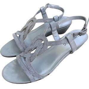 LONDON FOG Womens Macey Demi-Wedge Dress Sandals Size 7M Silver Shoes
